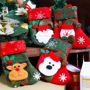  2017 Vianočná pančucha vianočné dekorácie Deti darček candy bag santa claus ponožky ozdoby na Vianočné stromčeky santa vrecia Darček