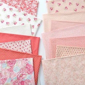  Ružová Farba Kvetov Vytlačené Ručné Šitie Patchwork Prešívanie Baby Šaty Domov List Potlačené Tkaniny Tkaniny Šitie Deti Textílie