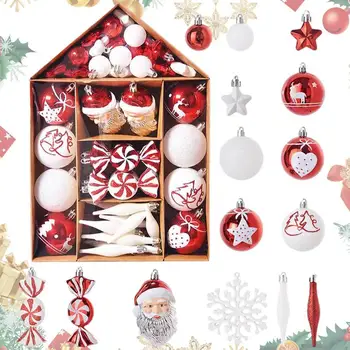  Loptu Ozdoby Na Vianočný Stromček 70pcs Vianočné Gule, Ozdoby Dom-Shaped Box Dizajn, Nerozbitné Slávnostné Svadobné Zavesenie