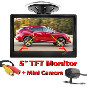  5 Palca TFT LCD, HD Farebný Displej Auto Monitor Otáčanie Displeja Zozadu Systém + Vozidiel Mini Nepremokavé Zadnej strane Záložný Fotoaparát