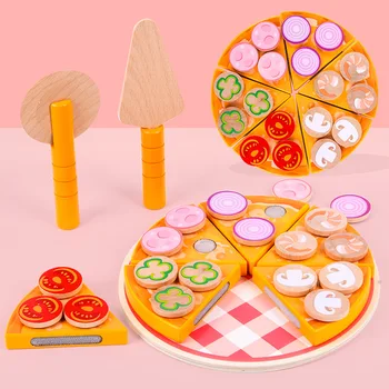  Pizza Drevené Hračky 27Pcs/Set Potravín Varenie Simulácia Riad Deti Kuchyňa Predstierať, že Hrať Hračka Ovocia, Zeleniny Narodeninám