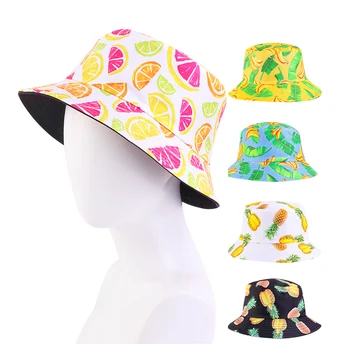  Vintage Bavlna Vedierko Hat dvojvrstvové Roztomilý tlač flat top muži ženy Letné Vonkajšie slnko Spp rybárske boonie spp double layer
