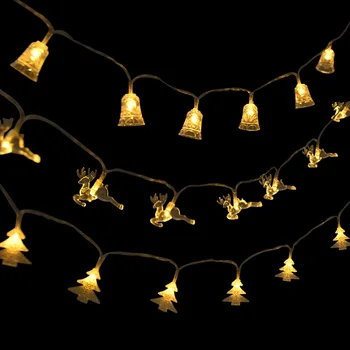  1,5 m Vianočné Záhradné Dekorácie LED Reťazec Svetlá na Vianočný Stromček Zvony Elk Okenné Dekorácie Víla Svetlo Domova Príslušenstvo