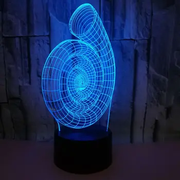  Novinka Akryl Slimák Shell 3D Lampa Ilúzie LED USB stolná Lampa Dotyk RGB 7 Farby 3D Nočné Svetlo Nočné Dekorácie